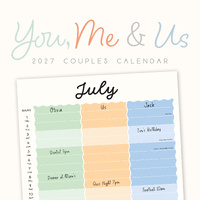 2027 16-Month Calendar You, Me & Us Couples Organiser Square Wall, Red Robin RR271090