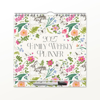 2027 16-Month Calendar Family Weekly Planner Wiro Wall, Red Robin RR273001