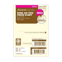 2022 Refill Filofax Pocket Week to View Cotton Cream Multilanguage 22-68213