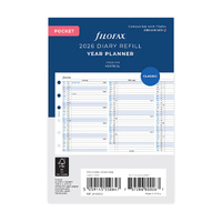 2026 Refill Filofax Classic Pocket Year Planner Vertical Fold-Out 26-68202