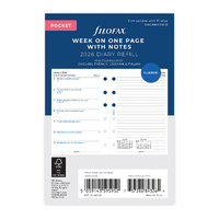 2026 Refill Filofax Classic Pocket Week on One Page W/Notes Multilanguage 26-68209