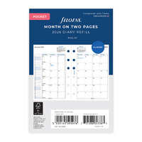 2026 Refill Filofax Classic Pocket Month to View 26-68210
