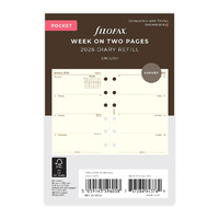 2026 Refill Filofax Cotton Luxury Pocket Week to View 26-68224