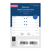 2026 Refill Filofax Classic Pocket Week to Page 26-68226