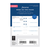 2026 Refill Filofax Classic Pocket Week to View Multilanguage 26-68227