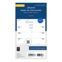 2026 Refill Filofax Classic Personal Week to View White 26-68421