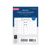 2027 Diary Refill Filofax Classic Pocket Month On Two Pages English White, 27-68210