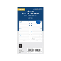 2027 Diary Refill Filofax Classic Personal Week On Two Pages Lined English White, 27-68418