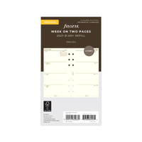 2027 Diary Refill Filofax Luxury Personal Week On Two Pages English Cotton Cream, 27-68424