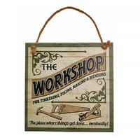 At Home Vintage Sign - The Workshop, Gift For Him, TSK Giftware AHS020