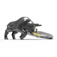 Metalmorphose Miniature 3D Metal Keychain - Bull, Whitehill MTM092-01
