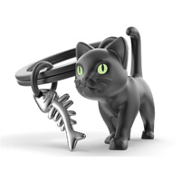 Metalmorphose Miniature 3D Metal Keychain - Black Cat, Whitehill MTM339-01