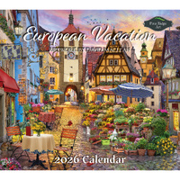 2026 Calendar Pine Ridge Art European Vacation by David Maclean, Horizontal Wall 6030