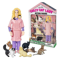 Archie McPhee Action Figure - Crazy Cat Lady AM-12470, Gift For Cat Lovers
