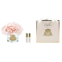 Cote Noire Hydrangeas in Round Vessel Blush Clear Gold Badge Pink Box Ltd Ed GMH88