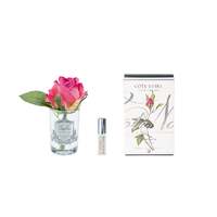 Cote Noire Perfumed Natural Touch Rose Bud Magenta Clear Glass Silver Crest GMR47