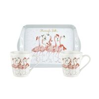 Pimpernel Wrendale Designs Mug & Tray Set - Christmas, Flamingle Bells - X0011659037