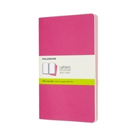 Moleskine Cahier Large Plain Kinetic Pink Notebook Set of 3