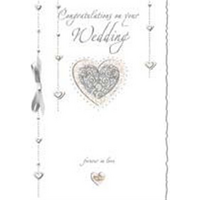 Greeting Card Congratulations On Your Wedding Diecut Heart, For Arts Sake 02524B