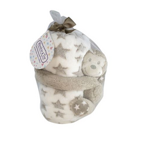 Adore-a-Baby Neutral/Grey Blanket & Teddy Bear Toy