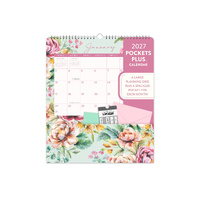 2027 Calendar Orange Circle Pockets Plus 297x348mm Wiro Wall Bella Flora, 27150