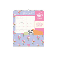 2027 Calendar Orange Circle Pockets Plus 297x348mm Wiro Wall Secret Garden, 27151