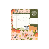 2027 Calendar Orange Circle Pockets Plus 297x348mm Wiro Wall Fruit & Flora, 27153
