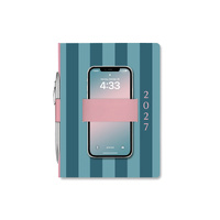 2027 17-Month Planner Orange Circle Casey 178x244mm Week to View Cabana Stripes, 27276