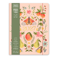 2027 17-Month Planner Orange Circle Just Right 191x248mm Month to View Fruit & Flora, 27321