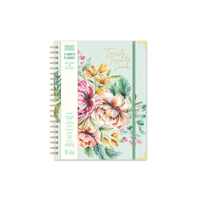 2027 17-Month Planner Orange Circle Deluxe XL 216x279mm Week to View Bella Flora Spiral, 27390