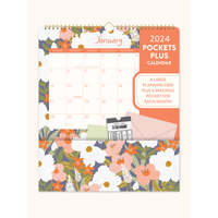 2024 Calendar Pockets Plus 30x35cm Wall Secret Garden, Orange Circle Studio 24150