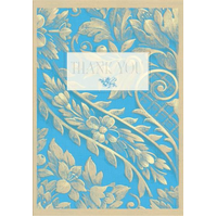Greeting Card Thank You - Gold & Blue by For Arts Sake CRG1374