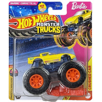 Hot Wheels Monster Trucks with Crushed Car - Barbie Corvette XL