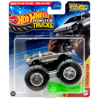 Hot Wheels Monster Trucks with Crushed Car - Back To The Future Time Machine