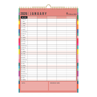 2026 Calendar Collins Edge Rainbow Family A3 Wiro Wall EDFC135