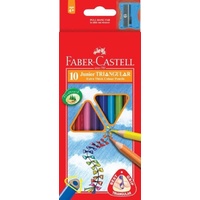 Faber-Castell - Colouring Pencils- Junior Triangular 10 Pack w/ Sharpener