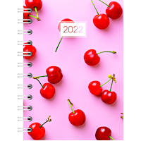2022 Diary Cumberland Aspen Fashion A5 Week to View Pink Cherries Wiro 57DS22