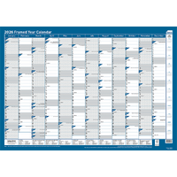 2026 Year Planner Sasco  1000x700mm Wall Blue Framed, ACCO 1058826
