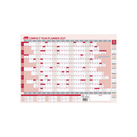 2027 Year Planner Sasco Compact 594x420mm Wall Red, 1043527