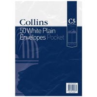 Collins C5 White Plain Envelopes Pocket Peel and Seal - Pack of 50