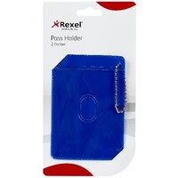 Rexel Two Pocket Pass Holder Blue With Chain