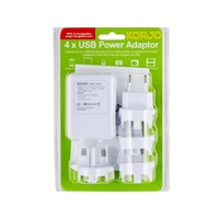 Korjo 4 x USB Power Travel Adaptor Useable In Most Countries - USB04