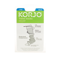Korjo Travel Socks One Pair Large Black Unisex TSOXL