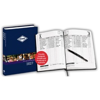 2027 Diary ZIONS Table Bookings A4 2 Pages to a Day Blue, Restaurant & Cafe Reservation Diary Z-TBD27