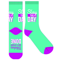 EJF Frankly Funny Novelty Socks, One Size Fits Most - Slay the Day E7081