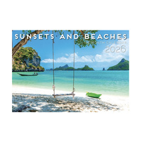 2026 Calendar Sunsets And Beaches 16-Month Horizontal Wall, Design Group CAL26017