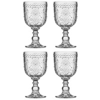 Ladelle Sunflower Goblet 4 Pack Clear, Great Dining Table Decor 60285