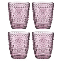 Ladelle Sunflower Glass Tumbler 4 Pack Pink, Great Dining Table Decor 60287