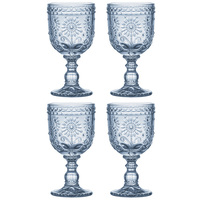 Ladelle Sunflower Goblet 4 Pack Blue, Great Dining Table Decor 60297