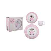 Marja Leena Baby's First Ceramic Breakfast Set 3-Piece Pink, Gibson Gifts 20355